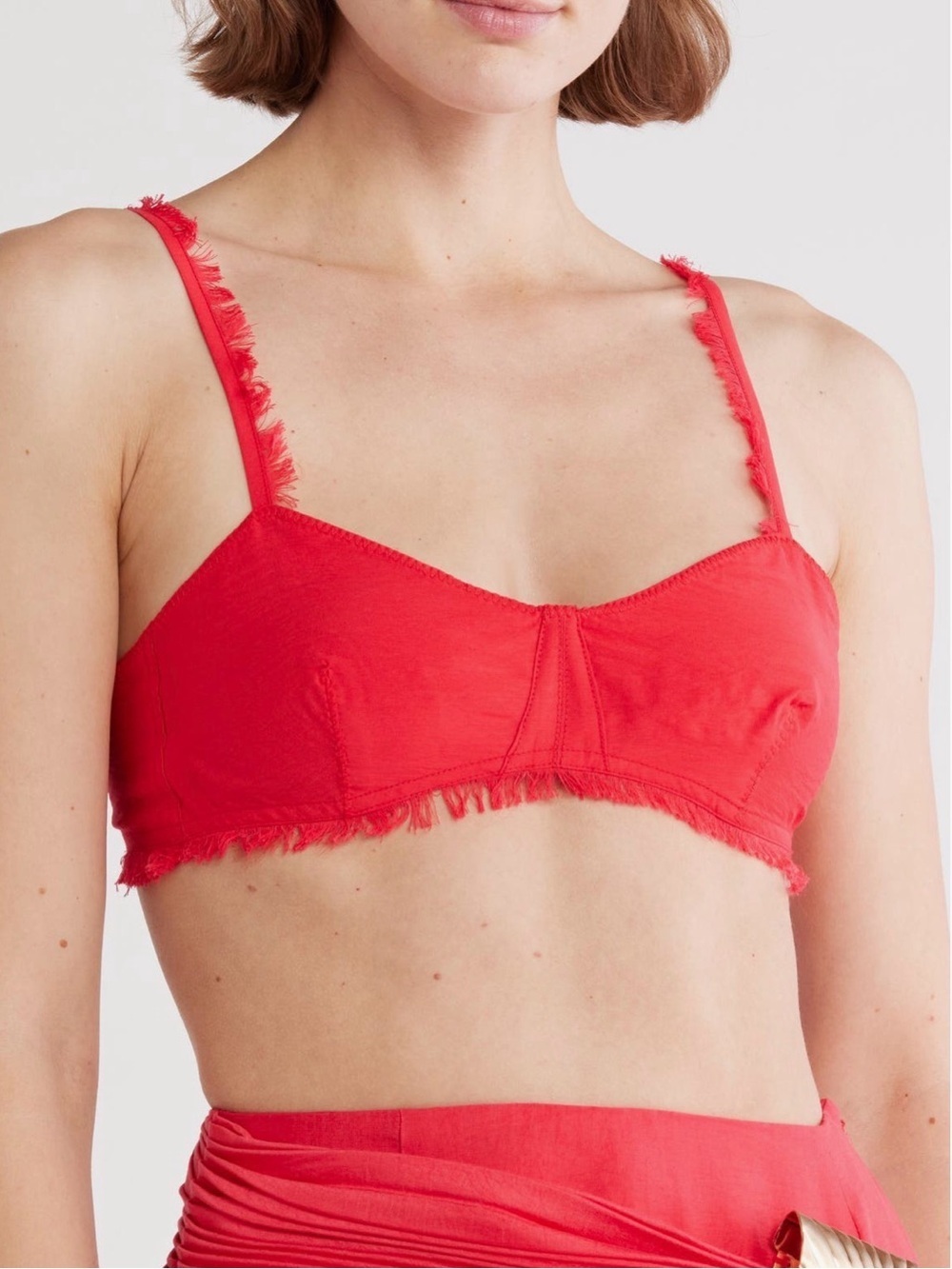 Cult Gaia Eza Fringe Bralette Crop Top Boho Resort Festival Lollipop Red Size 8